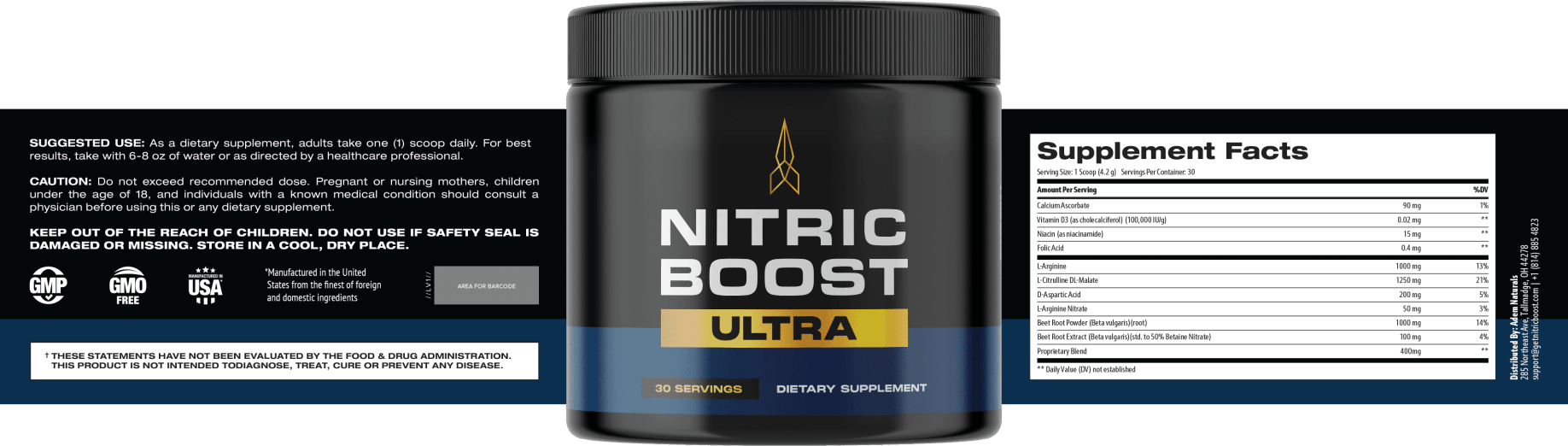 Nitric Boost Ultra supplement facts label